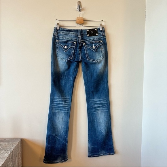 MISS Me Womens Swirl Mid Rise Medium Wash Bootcut Jeans (Size:29) - Picture 8 of 15